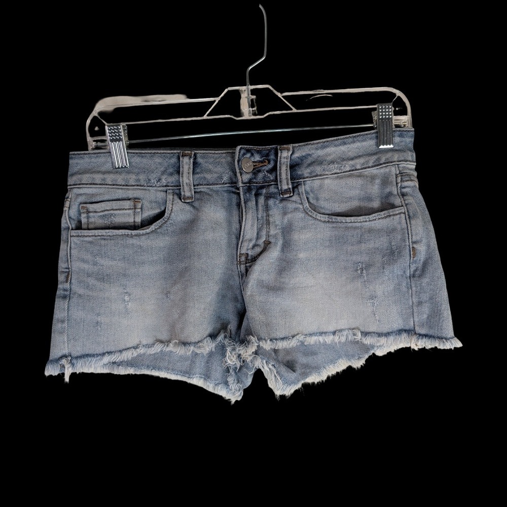 PINK Victoria's Secret Denim Shorts Womens 2 Light Wash Blue Frayed Raw Hem Y2K